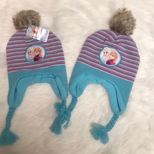 Bundle of 2 Disney Frozen girl winter hat One size